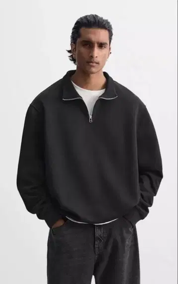 ZARA 자라 하프 지퍼 맨투맨 네이비 블루 하프 지퍼 스웨터