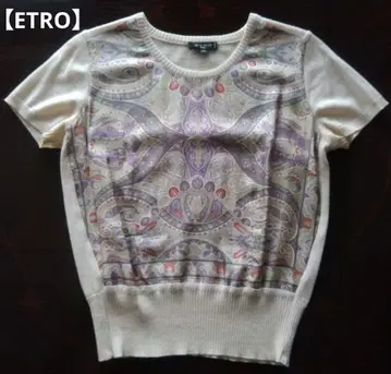 [ ETRO ] 에트로 니트 반팔 울 실크 아이보리 계열