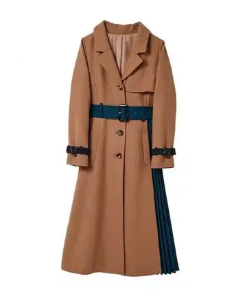 REDYAZEL 배색 플리츠 트렌치코트