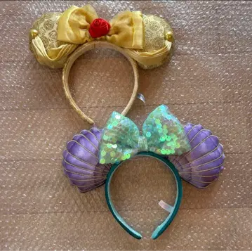 디즈니 머리띠 2개 세트 벨 아리엘 프린세스 미녀와 야수