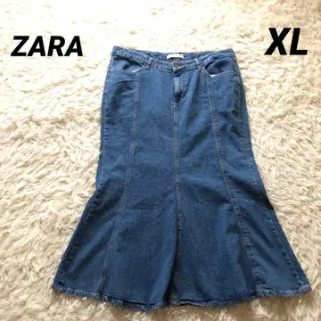 ZARA [ XL ] 데님 롱 스커트 머메이드 빅 사이즈 골드 버튼