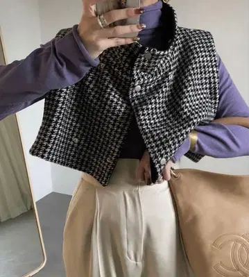 CFT. 리버서블 숏 베스트 체크 하운드투스 체크 패턴