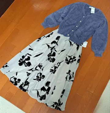 택 포함 새상품 미슈마슈 가디건 샤기 퍼플 계열