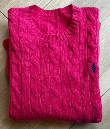 폴로 랄프 로렌 케이블 니트 스웨터 핑크