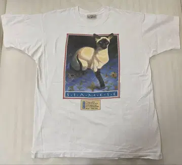 샴 고양이 아트 빈티지 T셔츠