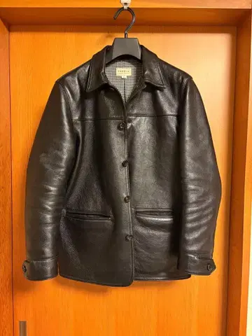 PREBLIC 시어링 가죽 카 코트 40 블랙