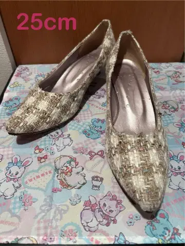 트위드풍 스틸레토 펌프스 25.0cm