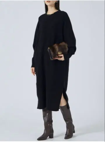 슬릿 니트 원피스 블랙 사이즈 F