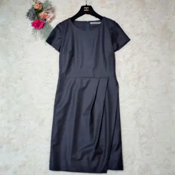 컨디션 최상 띠어리 럭스 롱 원피스 광택 비대칭 반팔