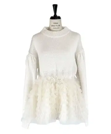 미사용품 tulle tiered knit pullover