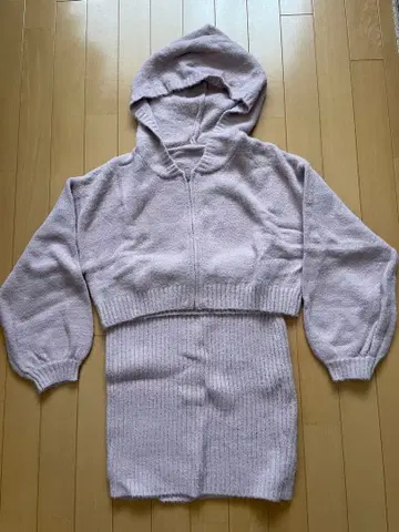 라이트 핑크 후드 부착 셋업