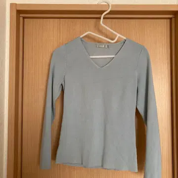 overE V넥 니트 블루