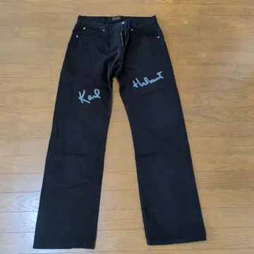 칼 헬무트 자수 데님 팬츠 블랙