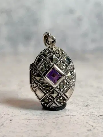 영국 앤티크 로켓 펜던트 목걸이 자수정 말카짓