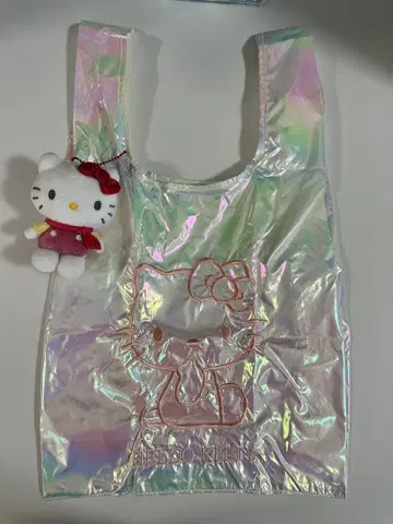 오로라 키티 에코백 봉제 인형 참 포함