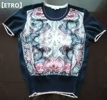 [ ETRO ] 에트로 니트 반팔 코튼 실크 블랙 계열