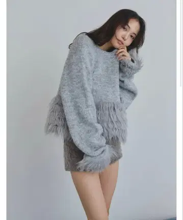 panel design fur knit(그레이)