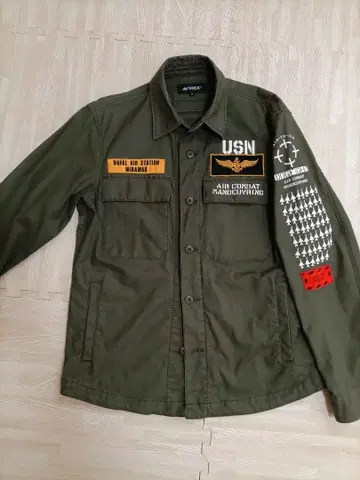 AVIREX 올리브 그린 긴팔 셔츠 자켓