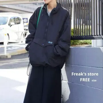 프릭스스토어 안감 플리스 아노락 후드티 블랙