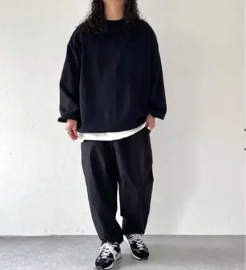미사용 새상품 natto tuck wide pants / black
