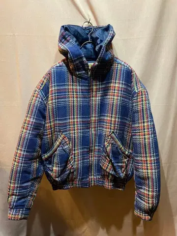 스틱 포테이토 체크 무늬 후드 부착 패딩 자켓 일본제 구제 의류