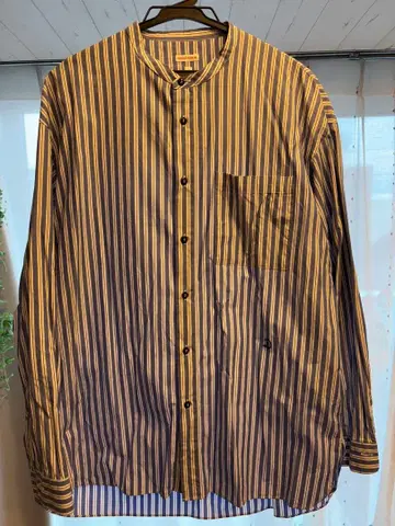 DRESSTIERIOR 밴드 카라 스트라이프 긴팔 셔츠