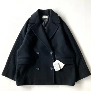 미사용 택 포함 저널 스탠다드 리룸 비슈 울 숏 P 코트 블랙