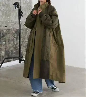 etsinta 에신타 절개 맥시 밀리터리 코트 롱 코트 퀼팅