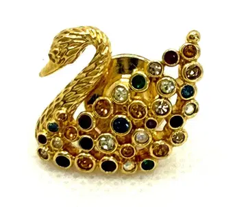 스와로브스키 스완 핑 브로치 멀티 컬러