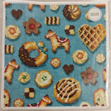 페일러 손수건 미사용 새상품 피카타임 터콰이즈 블루 x 화이트