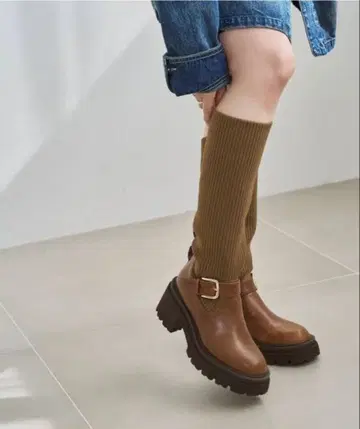 KARIN TAKUBOxLE TALON 가죽 플랫폼 롱 부츠