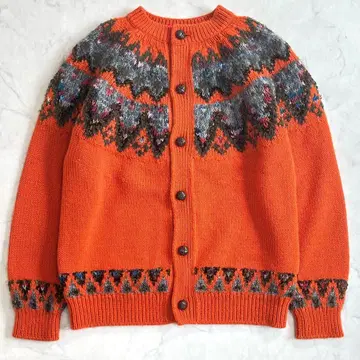 새상품급 코헨 빅사이즈 L 요네토미 모헤어 노르딕 가디건 주황 td8