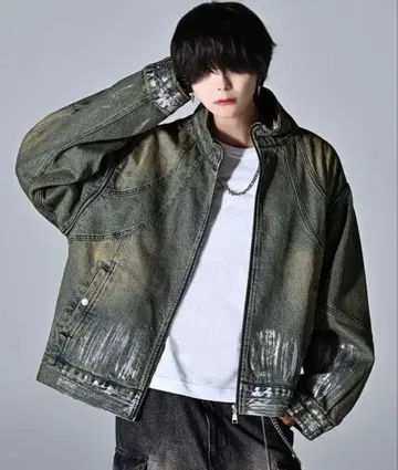 3way zip sleeve blast denim blouson