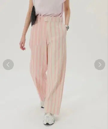 SLOBE citron. 스트라이프 콤비 팬츠 와이드 팬츠 핑크와 크림