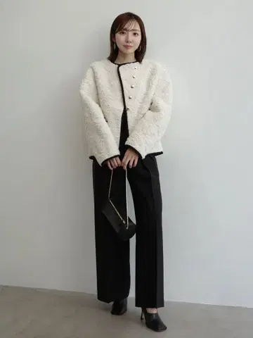 당일 발송 anuans 파이핑 보아 자켓 아이보리