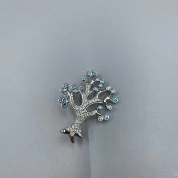 24 스와로브스키 나무 모양 브로치 파란색 스톤