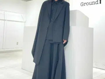 그라운드Y 테일러드 비대칭 도킹 자켓 울 블랙