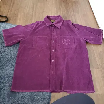 코듀로이 반팔 셔츠 퍼플