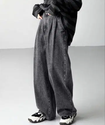 와이드 데님 케미컬 빈티지 팬츠/데미지 가공