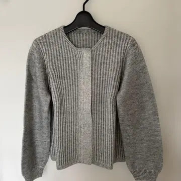 mi deu 그레이 리브 긴팔 가디건