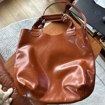 브라운 토트백 천연 가죽