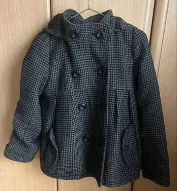 여성용 코트 아우터 트위드 퍼 그레이 벌룬 하이넥