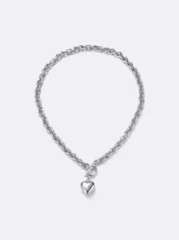 실버 하트형 참 목걸이