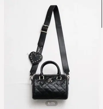 pium 하트 파우치 포함 퀼팅 보스턴 백