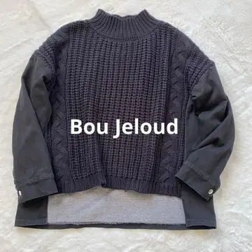 Bou Jeloud 데님 x 니트 이소재 절개 니트 부즈루드
