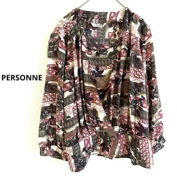 PERSONNE 꽃무늬 블라우스 가디건 7부 소매 빈티지 레이어드