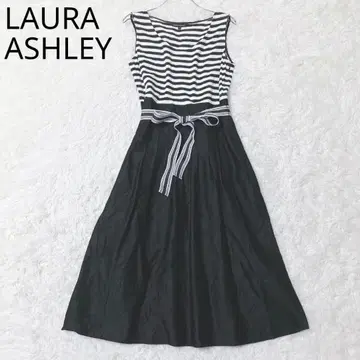 로라 애슐리 도킹 원피스 플레어 보더 리본 블랙 11