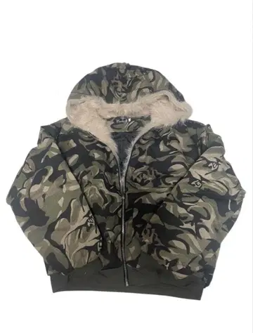 카모플라쥬 퍼(fur) 부착 다운 자켓