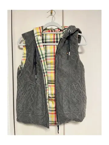 아놀드 파머 그레이 퀼팅 다운 베스트 후드 부착