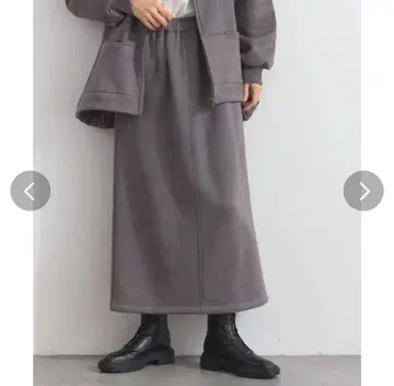 Lupilien 페이크 스웨이드 전후 2WAY 지퍼 스커트 차콜